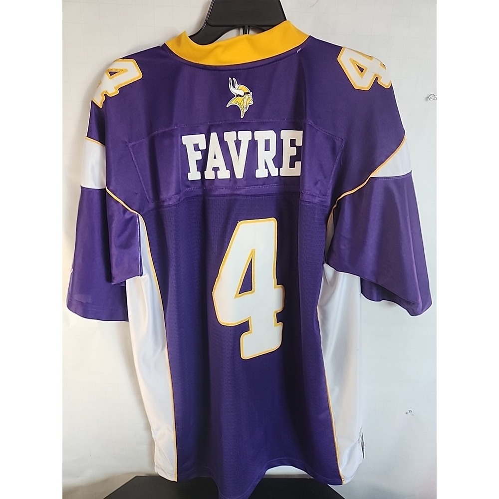 Reebok Brett Farve Minnesota Vikings Jersey #4 Purple Mens Large +2 Length - Picture 8 of 10